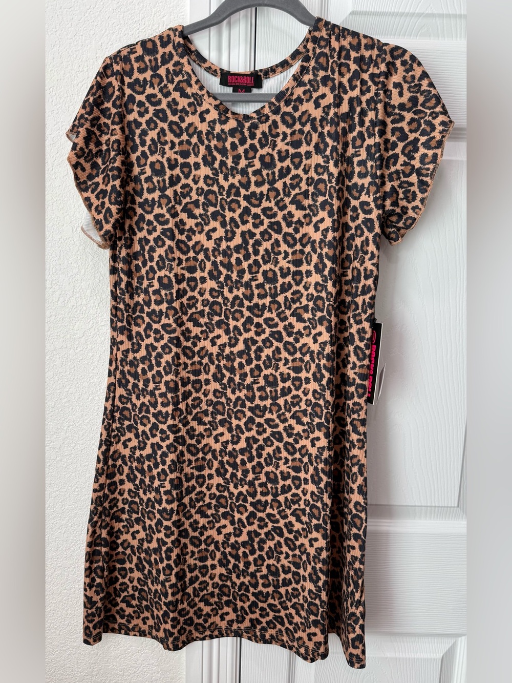 Leopard Print Midi Dress in Tan by Rock & Roll Denim NWT